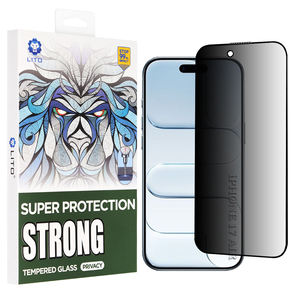 Privacy Lito D+ Max Strong védőfólia Apple iPhone 17 Air készülékhez, Edzett üveg, Teljes ragasztás
