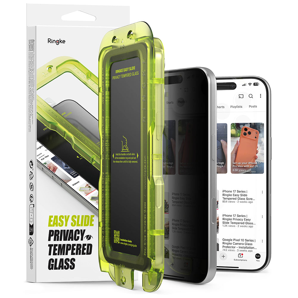 Ringke Easy Slide Privacy képernyővédő fólia Apple iPhone 18 Pro Max készülékhez, edzett üveg, teljes ragasztó, 2 darabos készlet