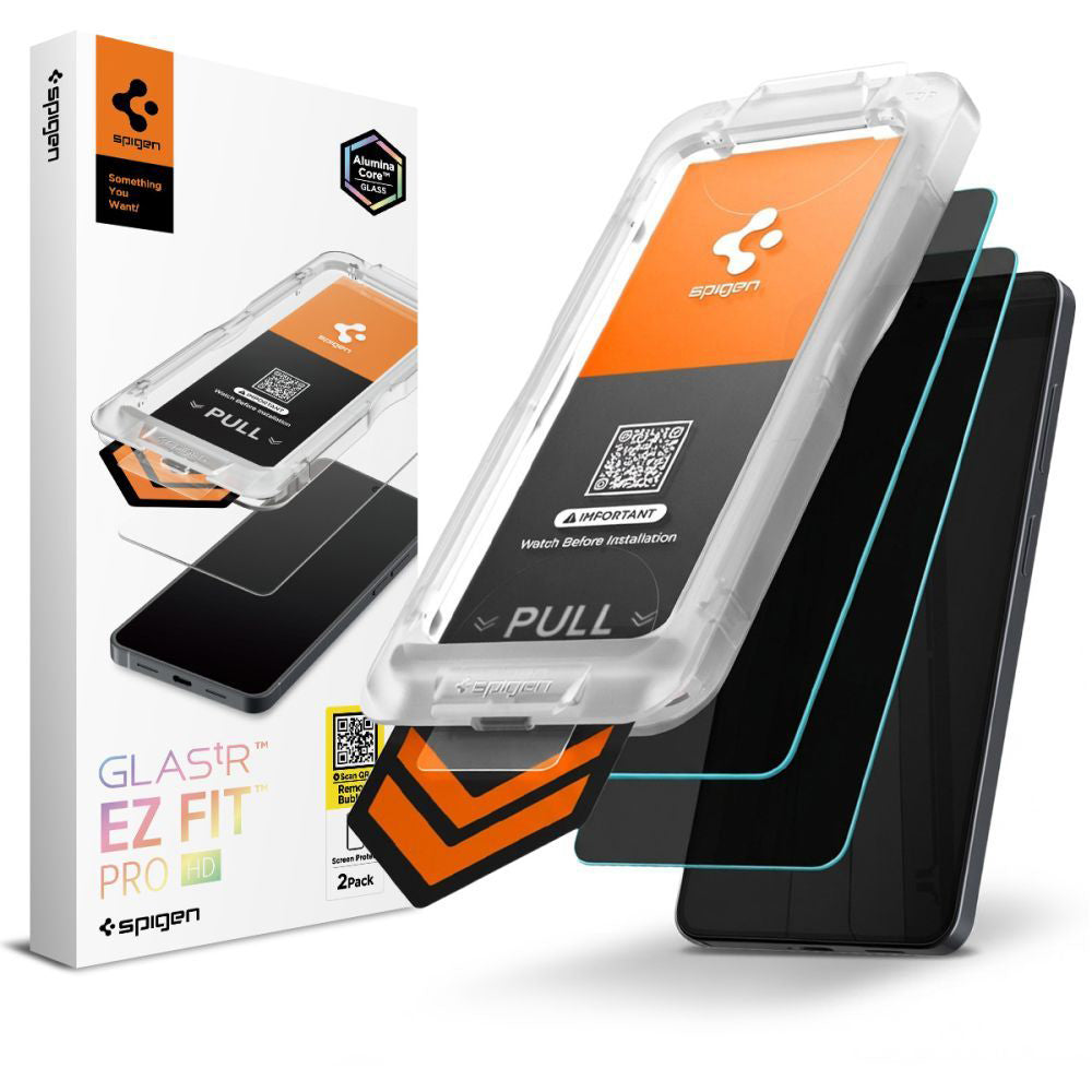 Védőfólia Privacy Spigen GlastR EZ FIT Pro HD Samsung Galaxy S26 Plus S947-hez, Edzett üveg, Teljes ragasztás, 2 darabos készlet AGL11085