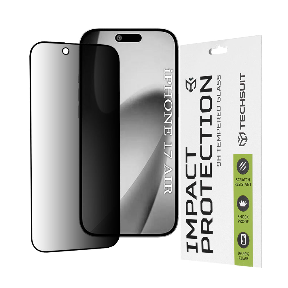 Privacy Techsuit védőfólia Apple iPhone 17 Air készülékhez, Edzett Üveg, Teljes Ragasztás, 111D