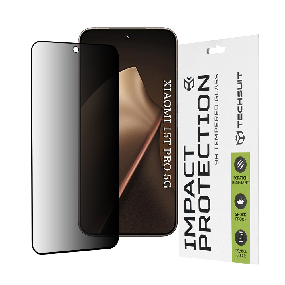Védőfólia Privacy Techsuit Xiaomi 15T Pro készülékhez, Edzett Üveg, Teljes Ragasztás, 111D