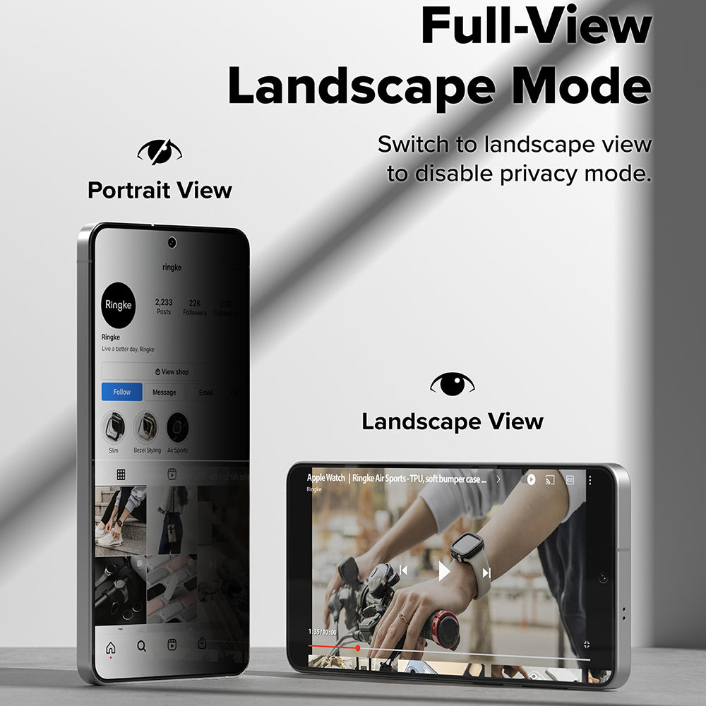 Ringke Easy Slide képernyővédő fólia Samsung Galaxy S26-hoz, Edzett üveg, Teljes ragasztás, 2 darabos készlet, Fekete