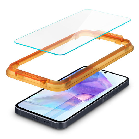 Spigen GlastR Align Master képernyővédő fólia Samsung Galaxy A55 5G A556 készülékhez, edzett üveg, teljes ragasztó, 2 darabos készlet AGL07775