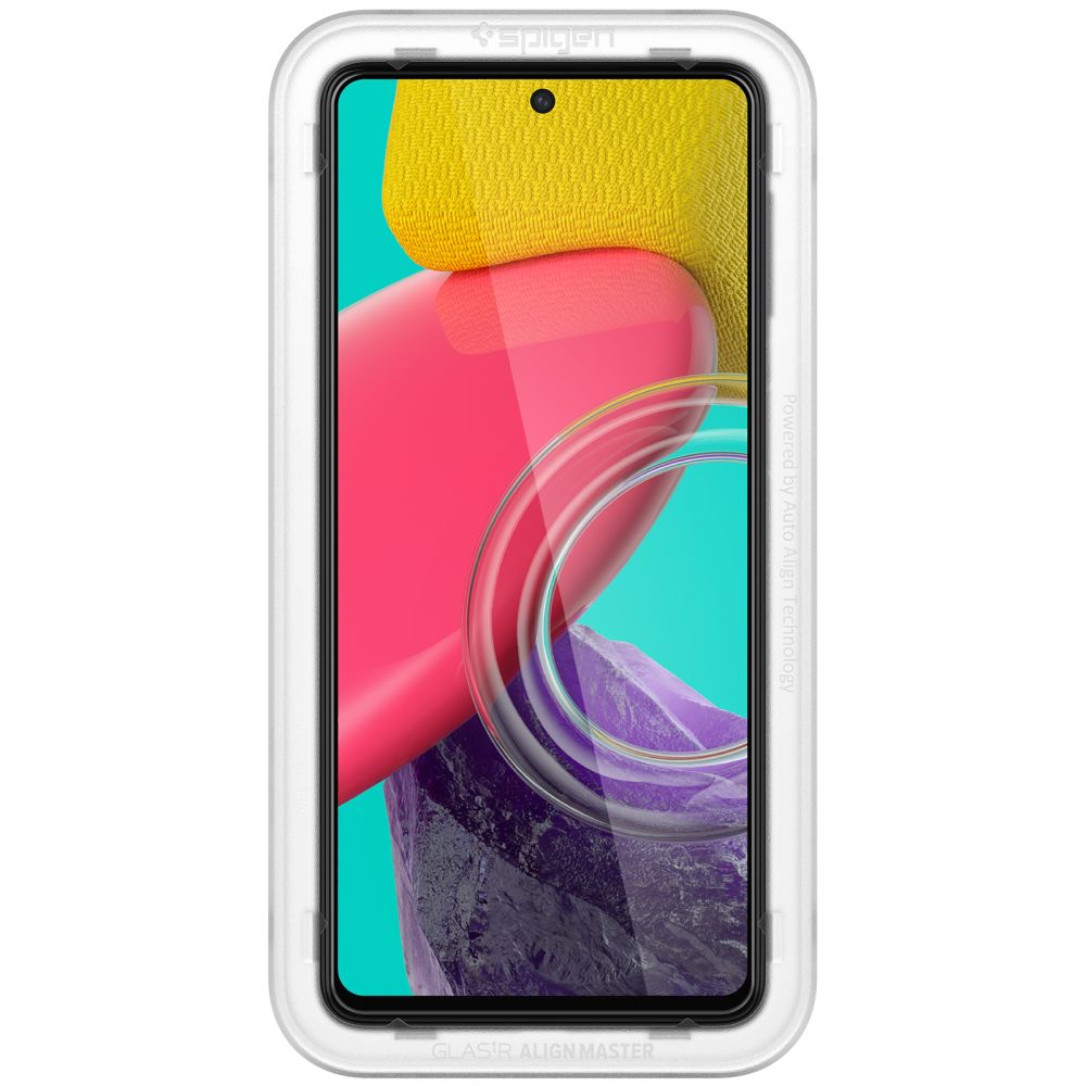 Spigen GlastR Align Master képernyővédő fólia Samsung Galaxy M53 M536-hoz, Edzett üveg, Teljes ragasztás, Fekete