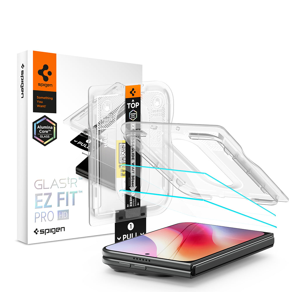 Spigen GlastR EZ FIT Pro HD Külső Képernyővédő fólia Apple iPhone Duo-hoz, Edzett Üveg, Teljes Ragasztó, 2 darabos készlet AGL12013