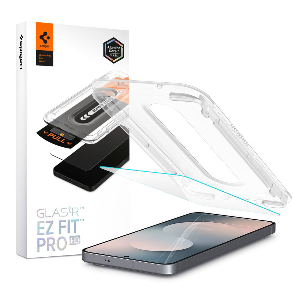 Spigen GlastR EZ FIT Pro HD védőfólia Samsung Galaxy S25 FE készülékhez, Edzett üveg, Teljes ragasztás AGL10203