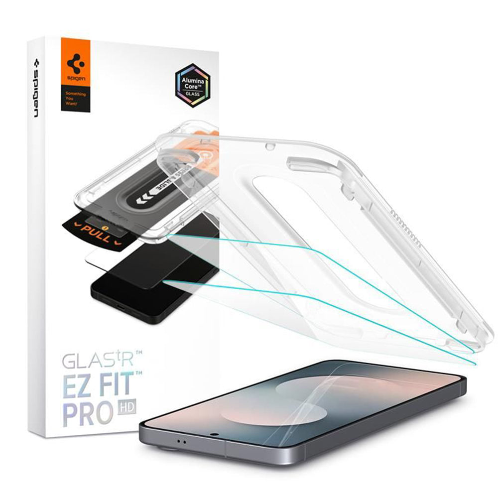 Védőfólia Spigen GlastR EZ FIT Pro HD Samsung Galaxy S25 FE készülékhez, Edzett üveg, Teljes ragasztás, 2 darabos készlet AGL10202