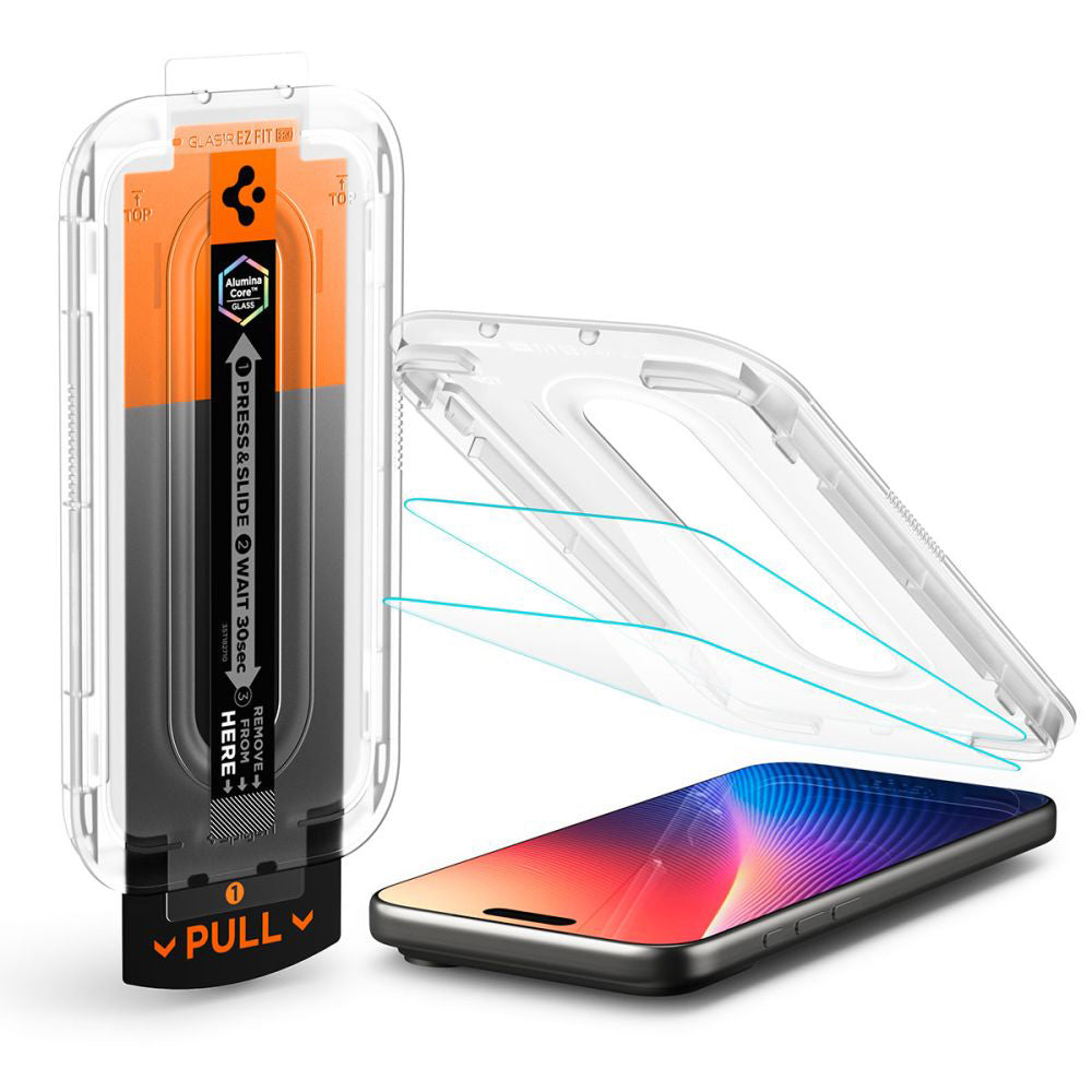 Spigen GlastR EZ FIT Pro védőfólia Apple iPhone 17 Pro Max / 16 Pro Max készülékhez, Edzett üveg, Teljes ragasztás
