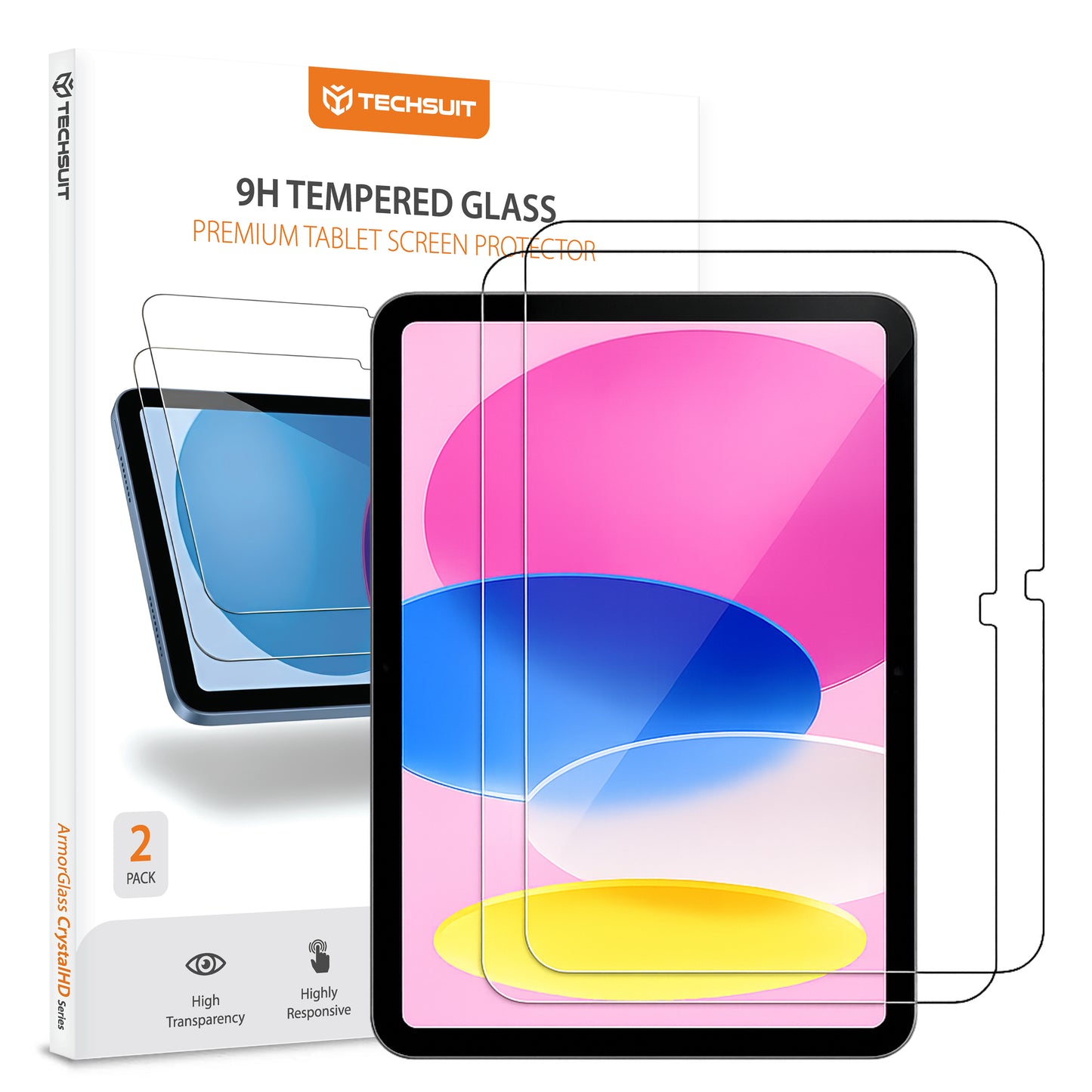 Techsuit ArmorGlass CrystalHD képernyővédő fólia Apple iPad (2025) / (2022) készülékhez, Edzett üveg, Teljes ragasztás, 2 darabos készlet