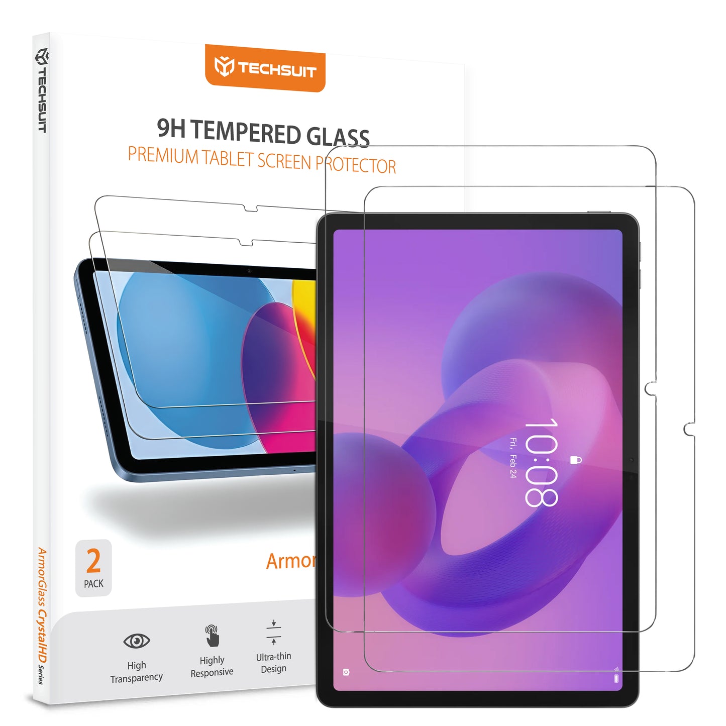 Techsuit ArmorGlass CrystalHD képernyővédő fólia Lenovo Idea Tab 11-hez, Edzett üveg, Teljes ragasztás, 2 darabos készlet