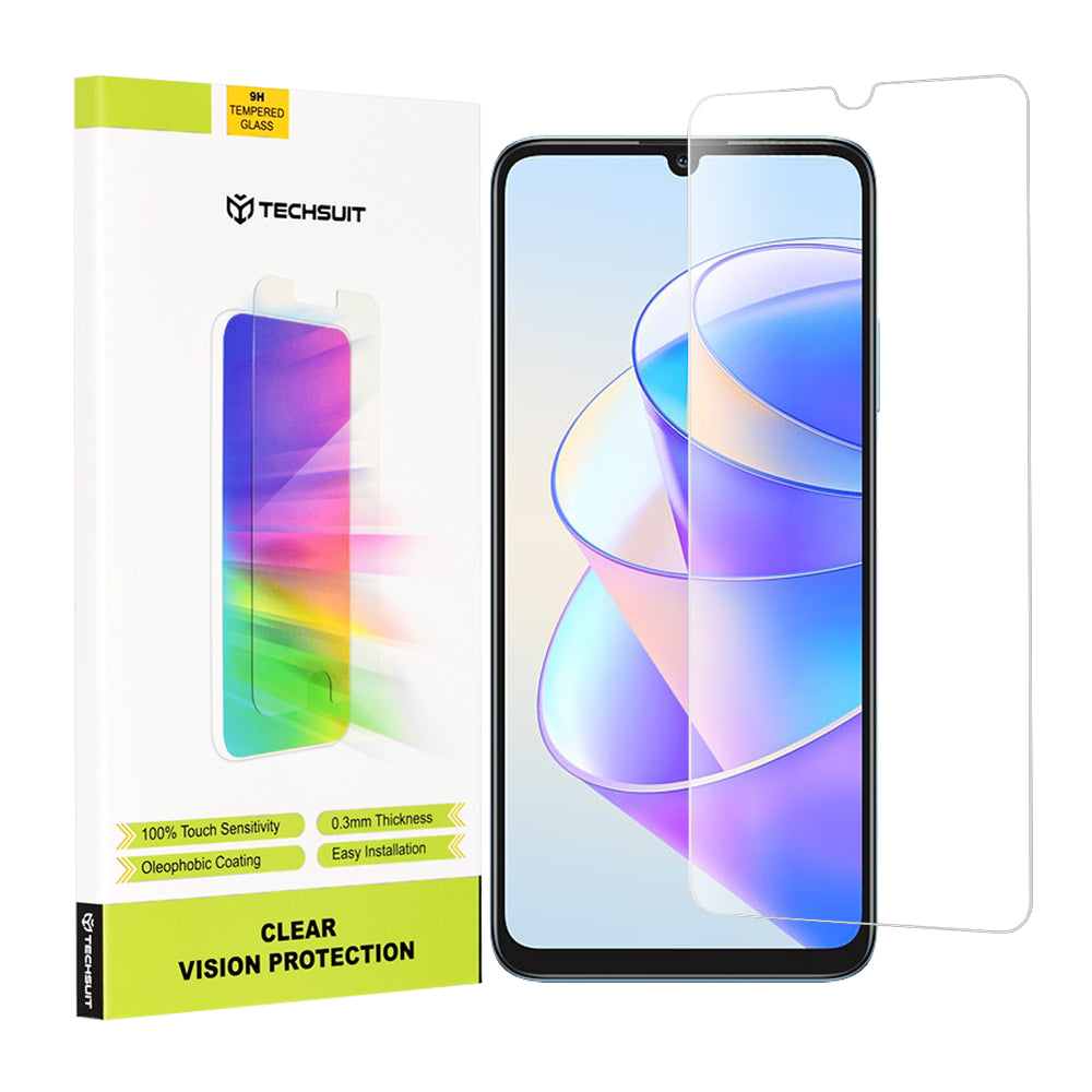 Techsuit Clear Vision védőfólia Honor X7a készülékhez, Edzett üveg, Teljes ragasztás