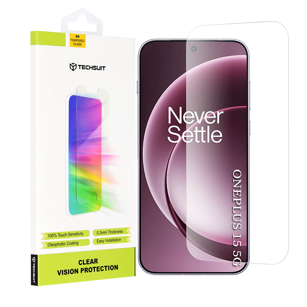 Techsuit Clear Vision képernyővédő fólia OnePlus 15-höz, Edzett üveg, Teljes ragasztás