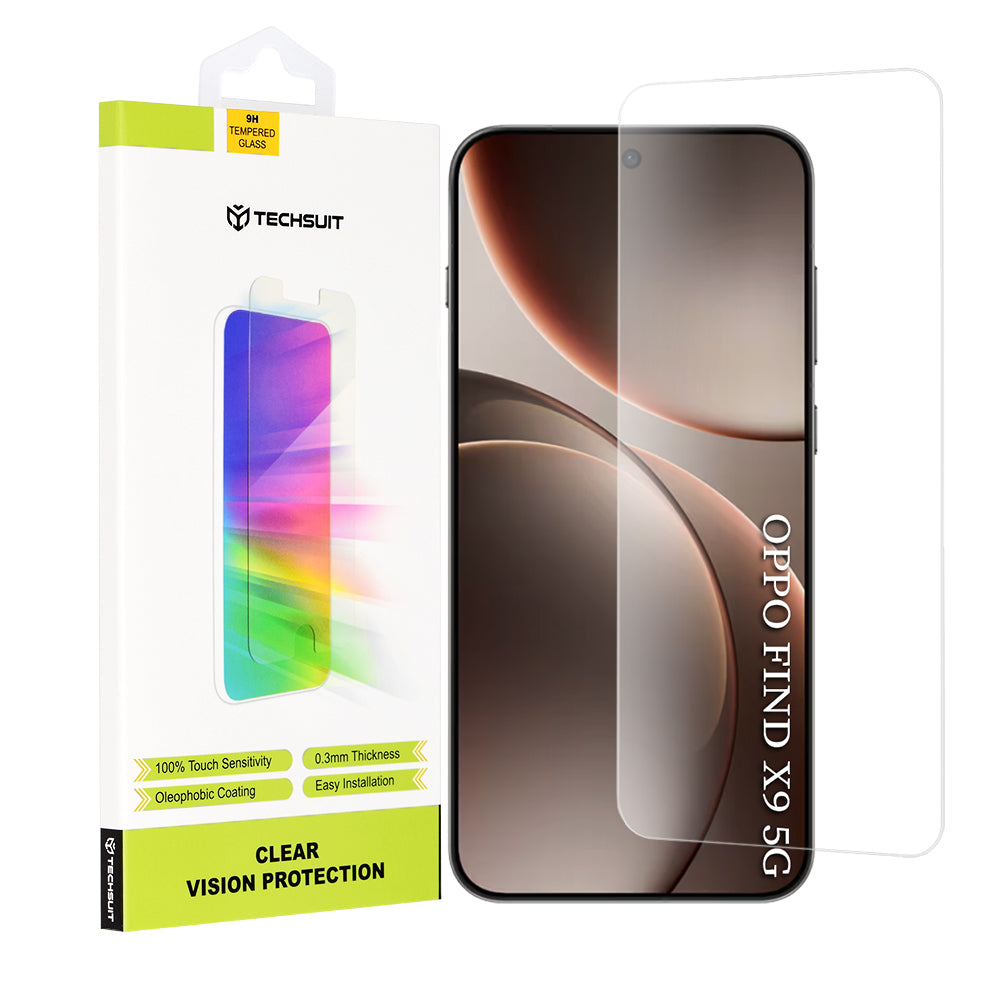Techsuit Clear Vision képernyővédő fólia Oppo Find X9-hez, Edzett üveg, Teljes ragasztás