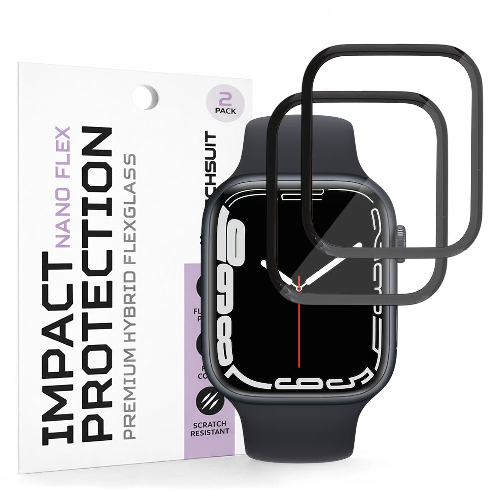 Techsuit Nano Flex képernyővédő fólia Apple Watch Series 9 / 8 / 7 45mm-hez, Műanyag, 2 darabos készlet, Fekete