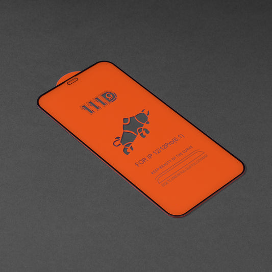Techsuit képernyővédő fólia Apple iPhone 12 / 12 Pro készülékhez, edzett üveg, teljes ragasztó, 111D, fekete