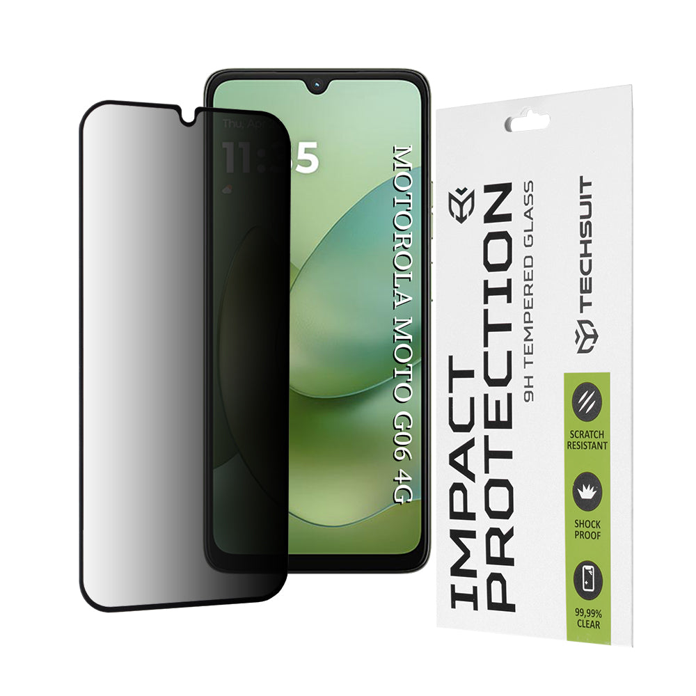 Privacy Techsuit képernyővédő fólia Motorola Moto G06 Power / G06 készülékhez, Edzett üveg, Teljes ragasztás, 111D