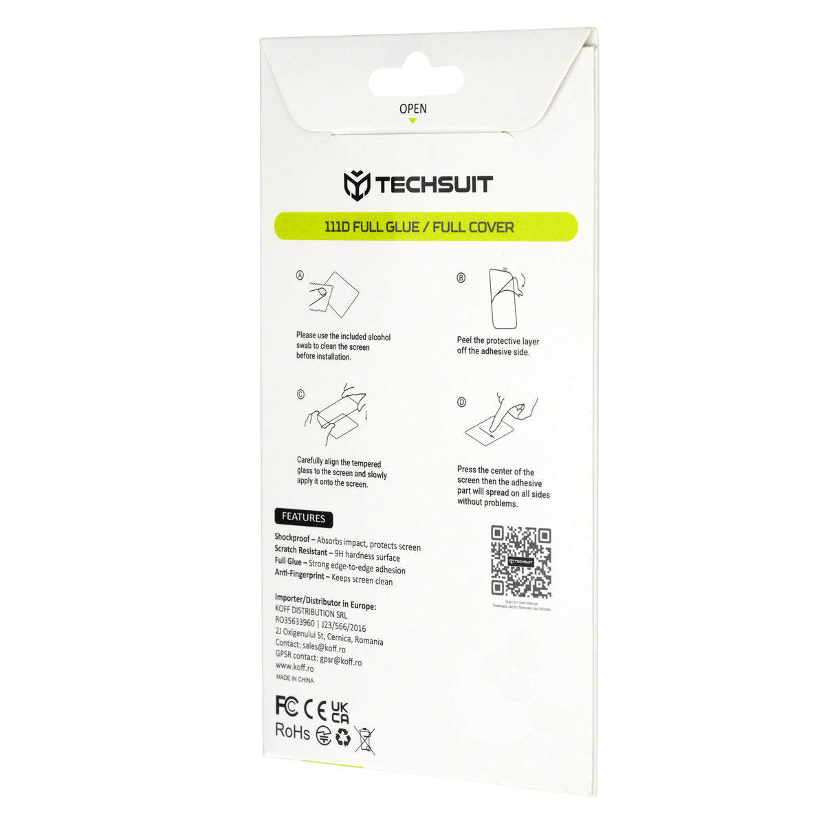 Techsuit Screen Protector Film for Motorola Moto G47 / G37 Power / G37, Tempered Glass, Full Glue, 111D, Black