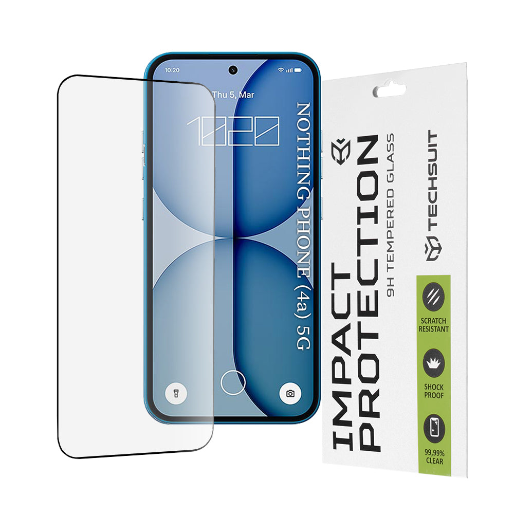 Techsuit képernyővédő fólia Nothing Phone (4a) készülékhez, Edzett üveg, Teljes ragasztás, 111D, Fekete