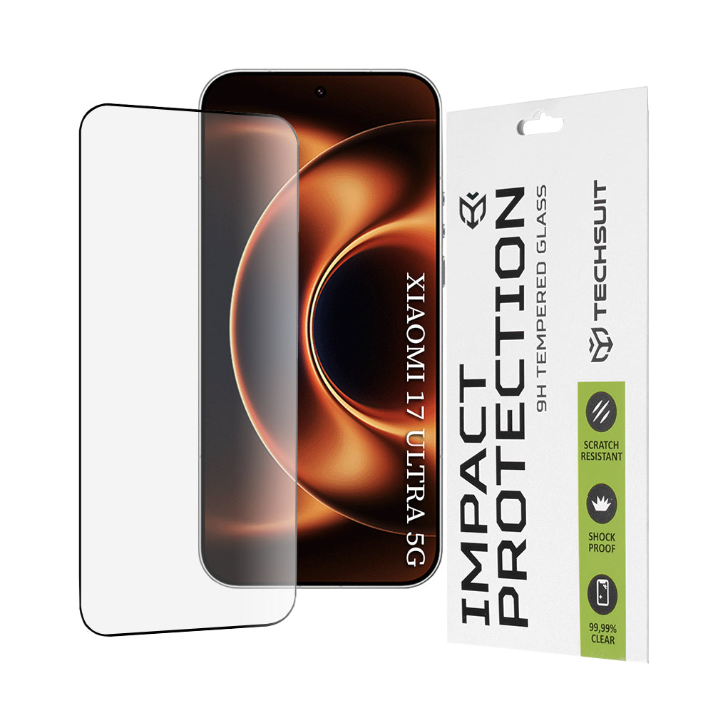 Techsuit képernyővédő fólia Xiaomi 17 Ultra készülékhez, Edzett üveg, Teljes ragasztás, 111D, Fekete