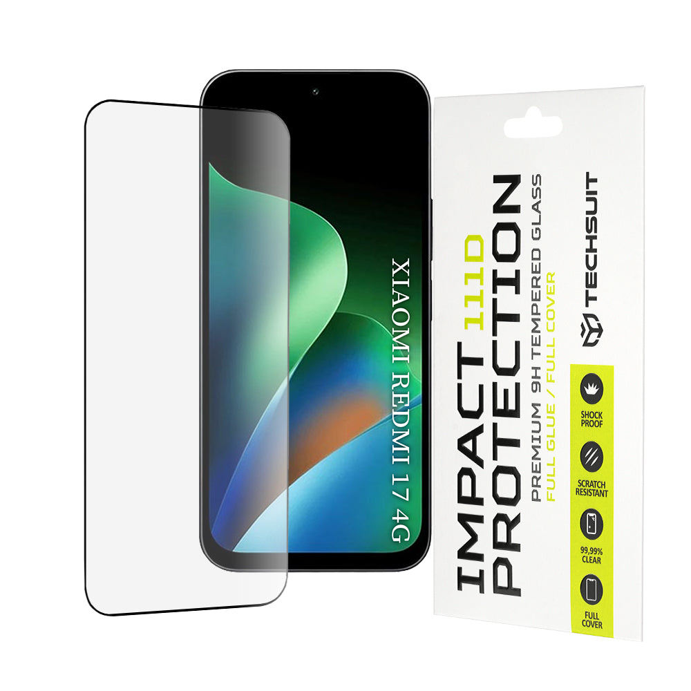 Techsuit képernyővédő fólia Xiaomi Redmi 17 5G / 17 4G készülékhez, edzett üveg, teljes ragasztó, 111D, fekete