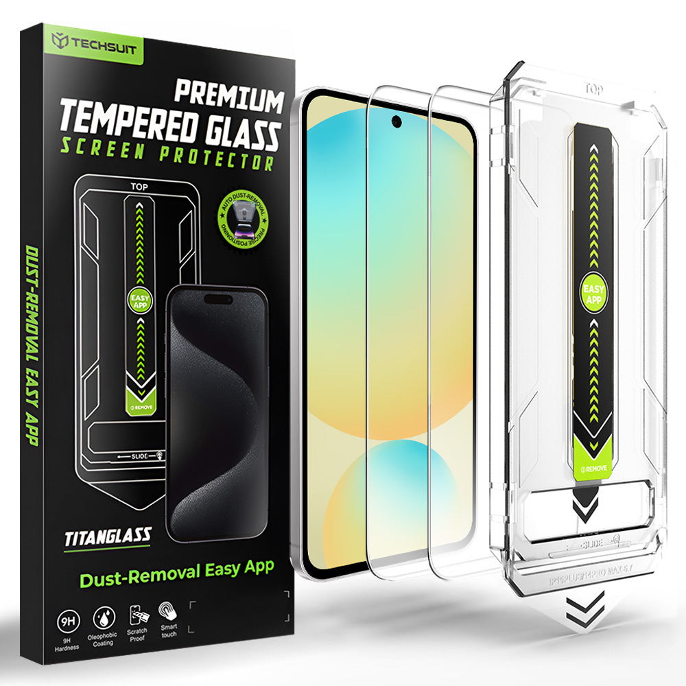 Techsuit TitanGlass CrystalHD képernyővédő fólia Samsung Galaxy A56 A566 / S24 FE S721 készülékhez, edzett üveg, teljes ragasztó, 2 darabos készlet