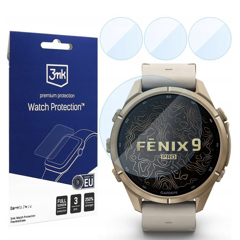 3MK FlexibleGlass védőfólia Garmin Fenix 9 Pro 43mm-hez, 3 darabos készlet, rugalmas üveg