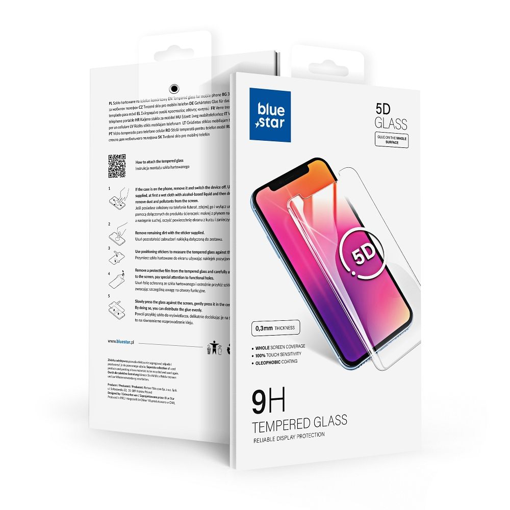 Blue Star képernyővédő fólia Samsung Galaxy S21 Ultra 5G G998-hoz, Edzett üveg, Teljes ragasztás, 5D, Fekete