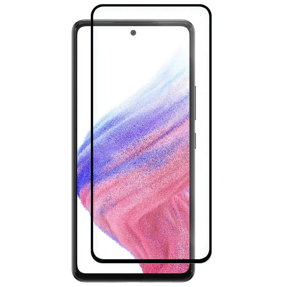 OEM képernyővédő fólia Samsung Galaxy A53 5G A536-hoz, Edzett üveg, Teljes ragasztás, 6D, Fekete