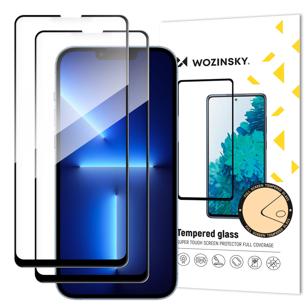 WZK Képernyővédő Apple iPhone 13 Pro Max, árnyékolt üveg, teljes ragasztás, 2 db-os készlet, fekete