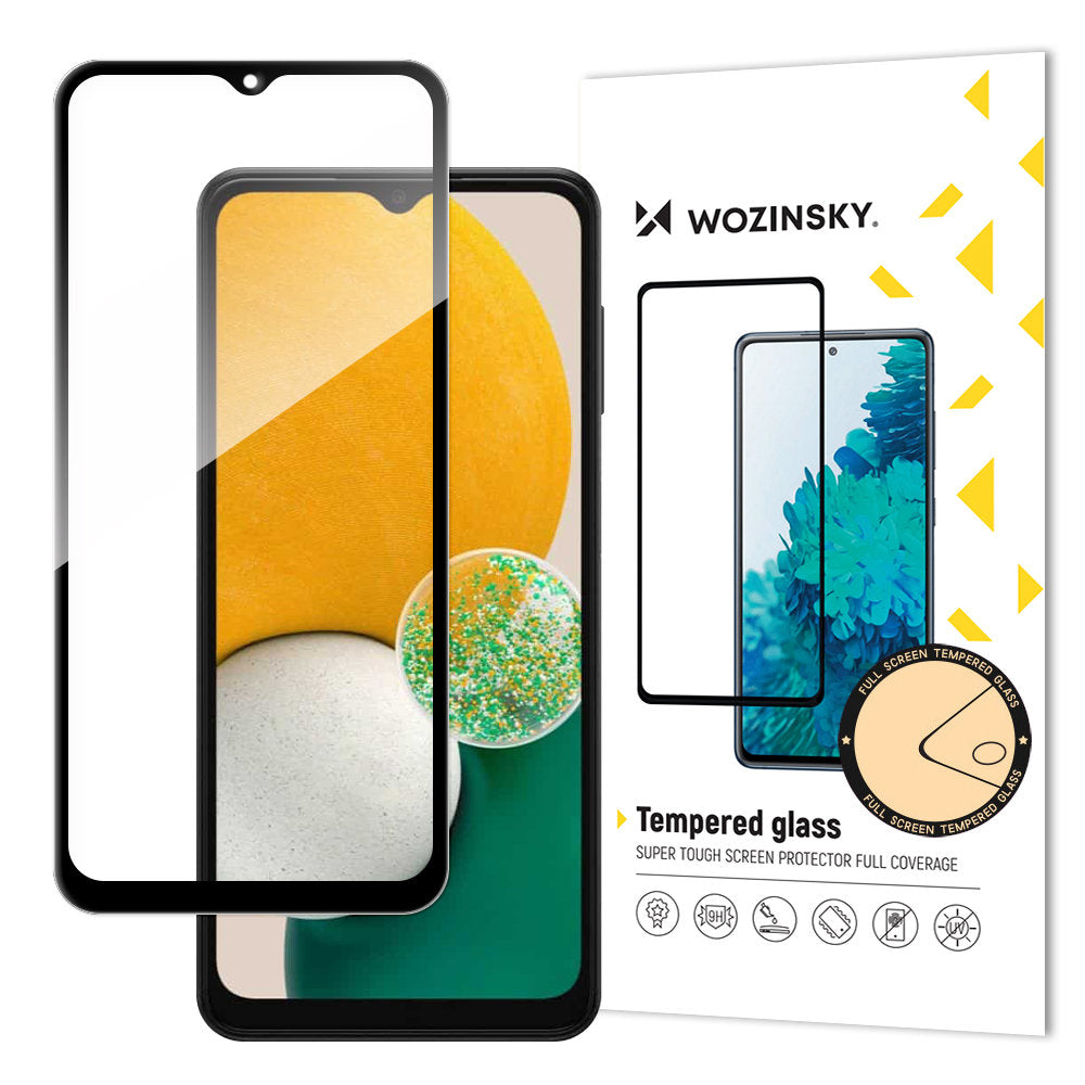 WZK képernyővédő fólia Samsung Galaxy A13 A137 / A13 A135 / A13 5G A136 készülékhez, Edzett üveg, Teljes ragasztás, Fekete