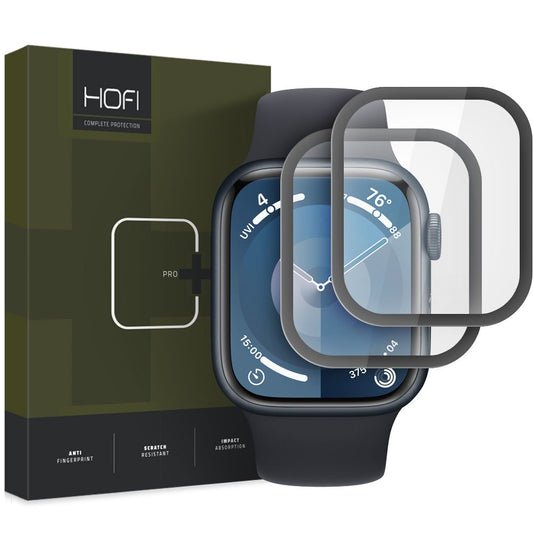 HOFI Hybrid PRO+ védőfólia Apple Watch 45mm sorozathoz, 2 darabos készlet, műanyag, fekete