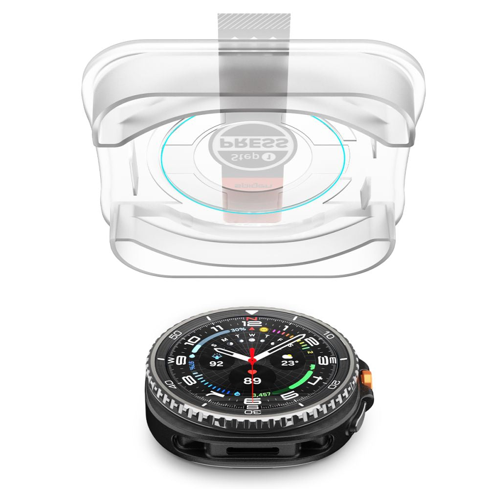 Spigen GlastR EZ FIT védőfólia Samsung Galaxy Watch8 Classic készülékhez, 2 darabos készlet, Edzett üveg AGL09877
