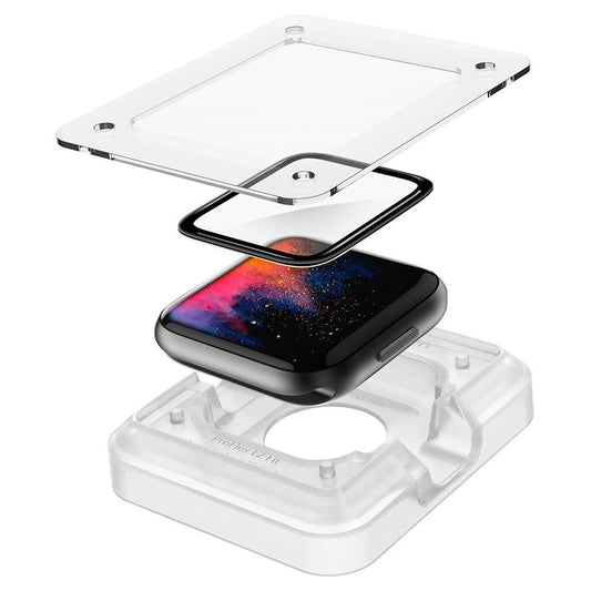 Spigen ProFlex EZ FIT védőfólia Apple Watch 44mm sorozathoz, 2 darabos készlet, Rugalmas üveg, Fekete