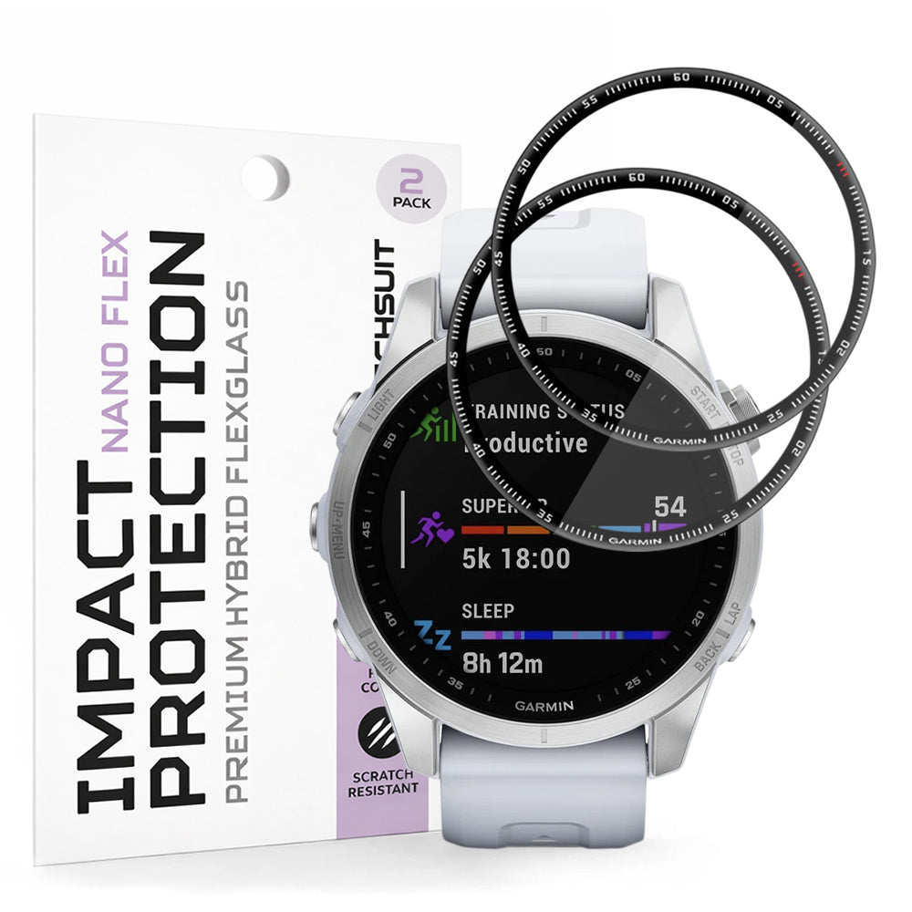 Techsuit Nano Flex védőfólia Garmin Fenix 7S-hez, 2 darabos készlet, Műanyag, Fekete