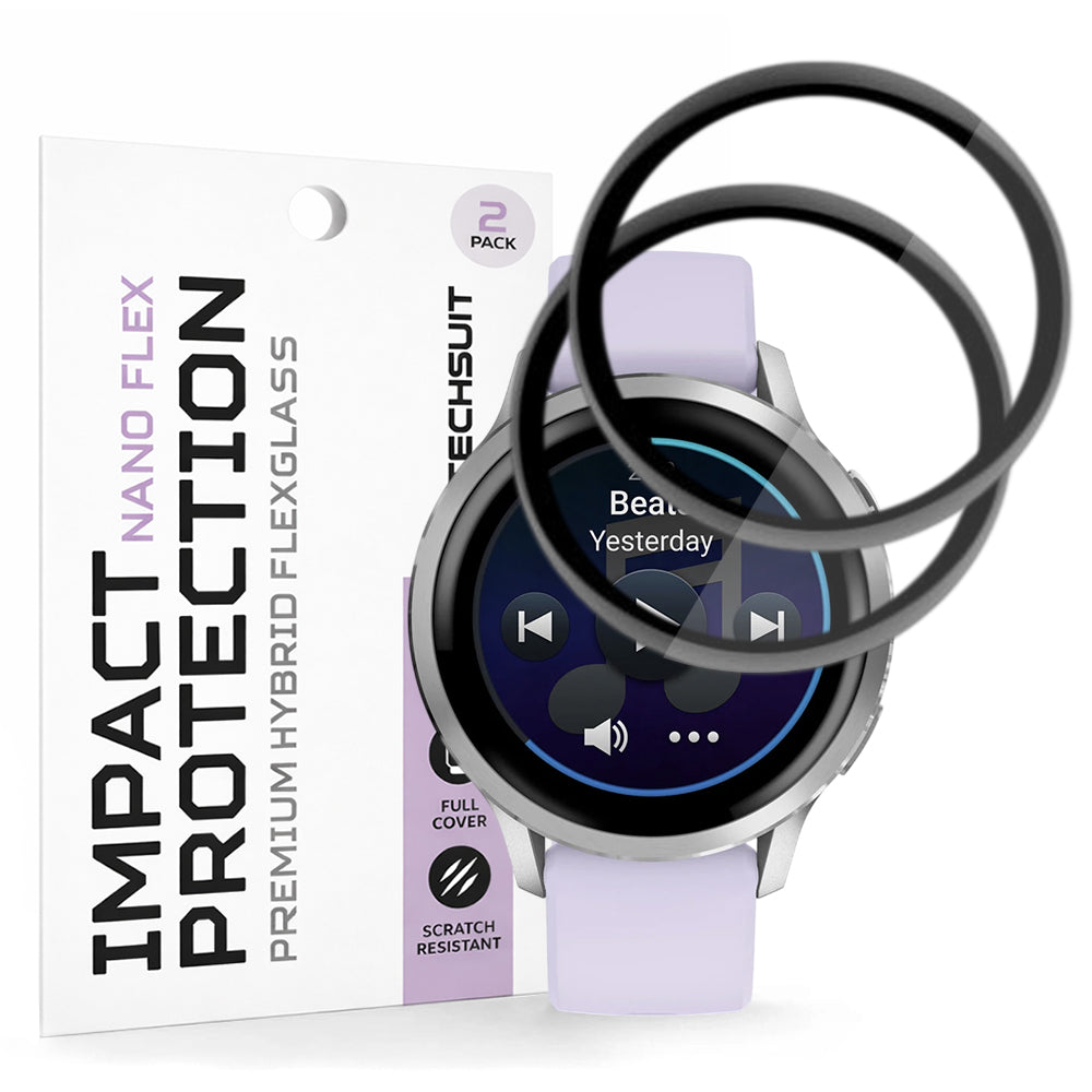 Techsuit Nano Flex védőfólia Garmin Venu 4 41mm-hez, 2 darabos készlet, Műanyag, Fekete