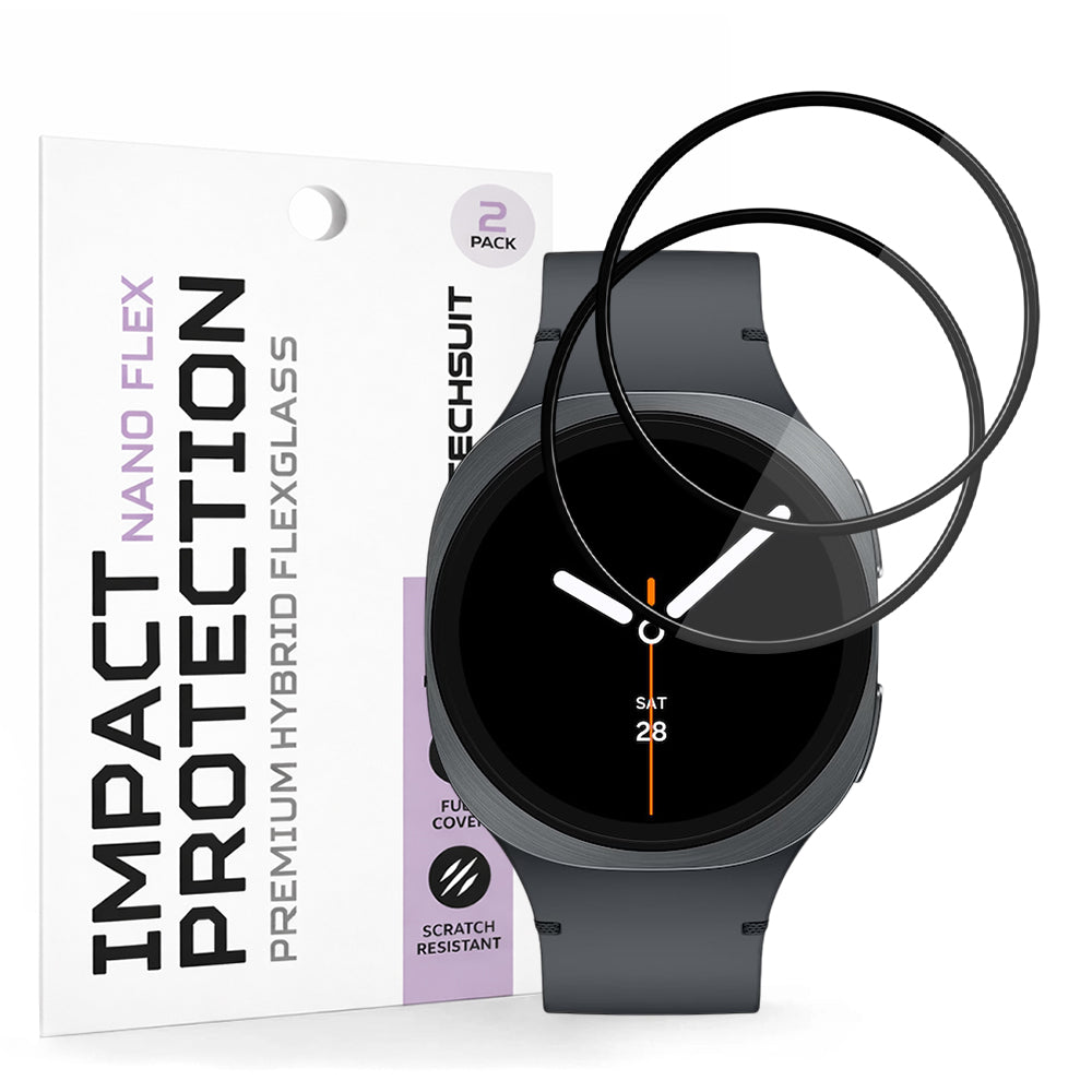Techsuit Nano Flex védőfólia Samsung Galaxy Watch8 40mm-hez, 2 darabos készlet, Műanyag, Fekete