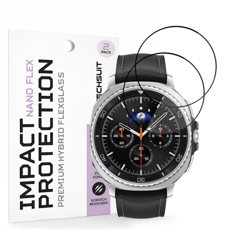 Techsuit Nano Flex védőfólia Samsung Galaxy Watch8 Classic-hez, 2 darabos készlet, Műanyag, Fekete