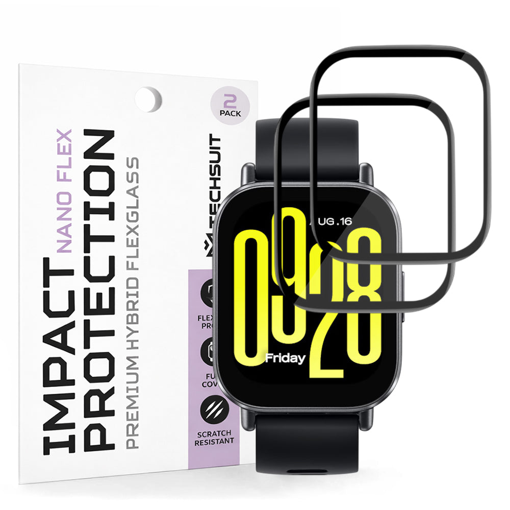 Techsuit Nano Flex védőfólia Xiaomi Redmi Watch 5 Active számára, 2 darabos készlet, Műanyag, Fekete
