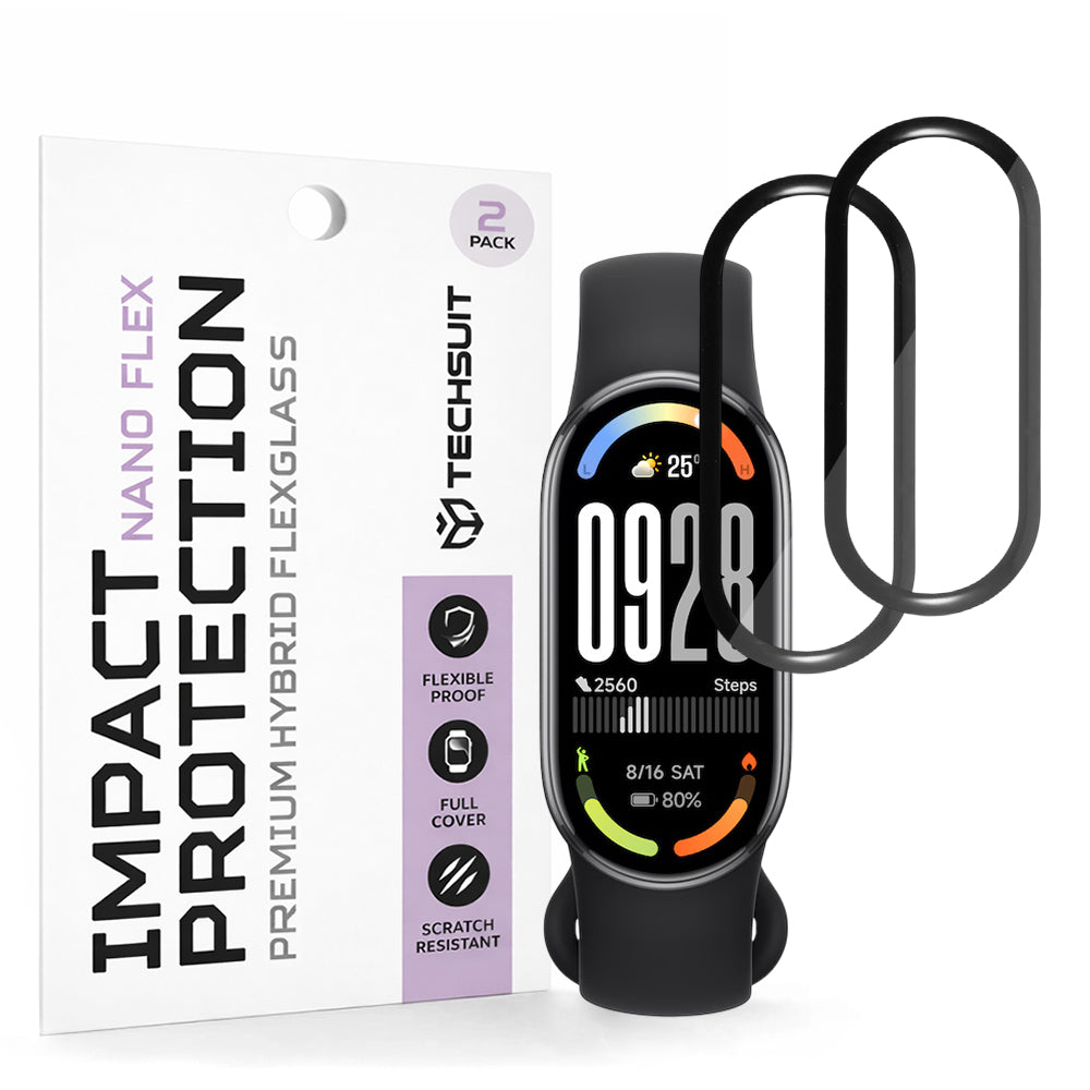 Techsuit Nano Flex védőfólia Xiaomi Smart Band 10-hez, 2 darabos készlet, Műanyag, Fekete