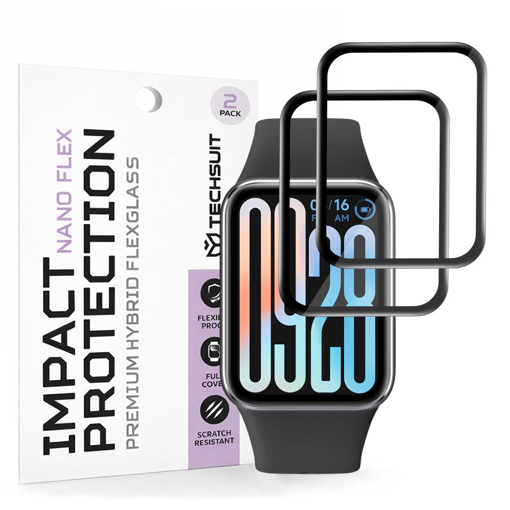 Techsuit Nano Flex védőfólia Xiaomi Smart Band 9 Pro-hoz, 2 darabos készlet, Műanyag, Fekete