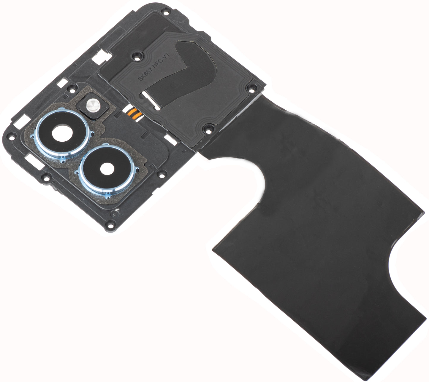 Hátsó Kameraüveg - Vaku - Belső Keret - NFC Antenna HMD Pulse Pro, Kerettel, Ezüst, Service Pack 286954396