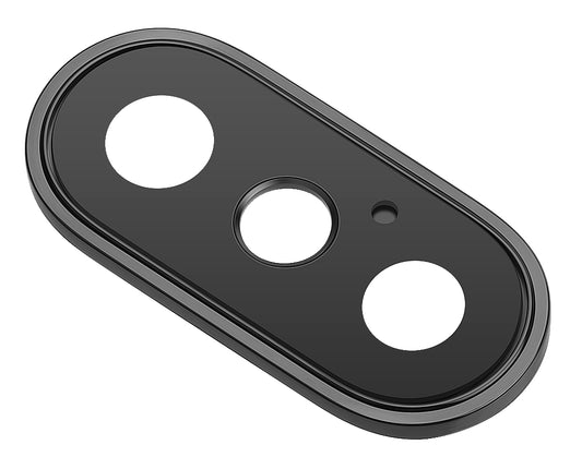 Hátsó kameraüveg Apple iPhone X, kerettel, Fekete