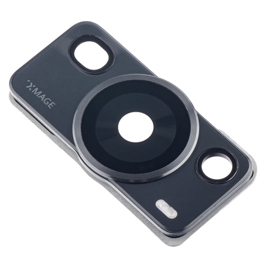 Hátsó kameraüveg Huawei P60 Pro, széles + ultraszéles + telefotó + villanó, kerettel, Fekete