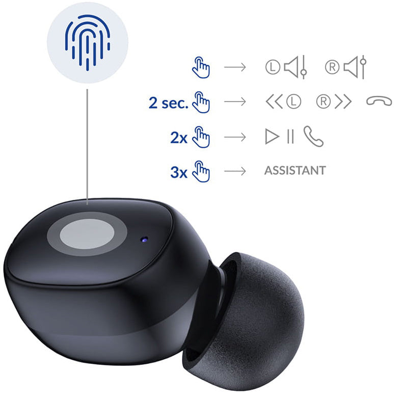 Handsfree Bluetooth 3MK FlowBuds, TWS, Fekete