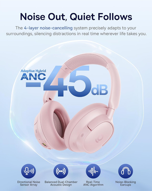 Handsfree Bluetooth Baseus Bass BH1 NC, MultiPoint, A2DP, ANC, Rózsaszín A0203704