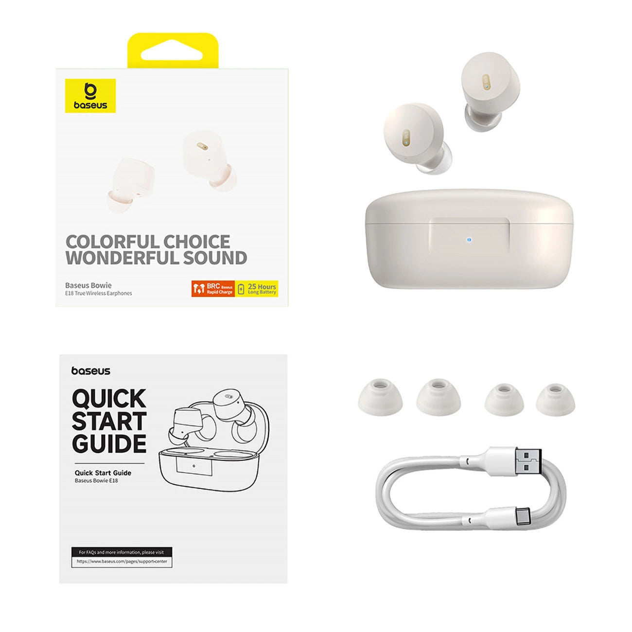 Baseus Bowie E18 Bluetooth kihangosító, TWS, Fehér A00023800223-00