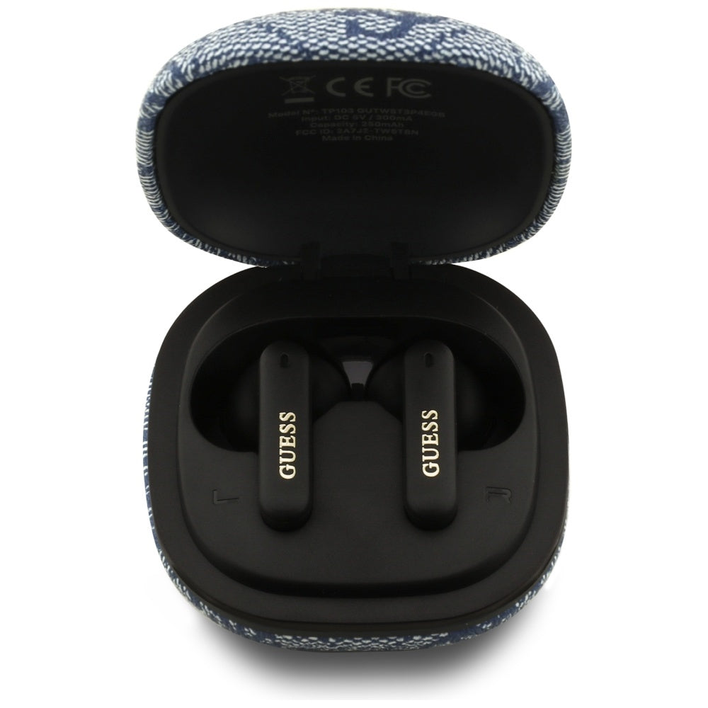 Handsfree Bluetooth Guess 4G Classic Metal Logo, TWS, Kék