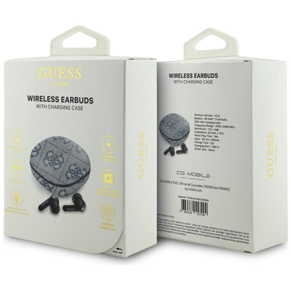 Handsfree Bluetooth Guess 4G Classic Metal Logo, TWS, Kék