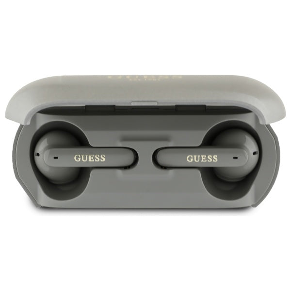 Handsfree Bluetooth Guess Elongated Metallic Printed Logo, TWS, Szürke