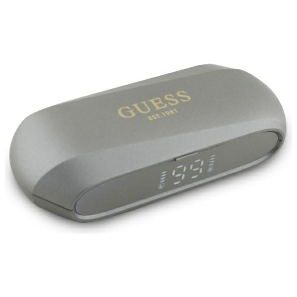Handsfree Bluetooth Guess Elongated Metallic Printed Logo, TWS, Szürke